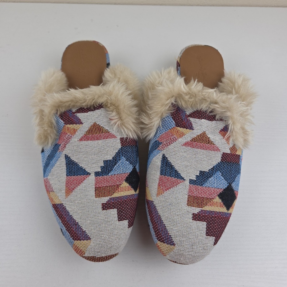 Universal Thread Multicolor Litzy Southwestern Faux Fur Mules Slip On Wmns Sz 8 - Picture 4 of 12